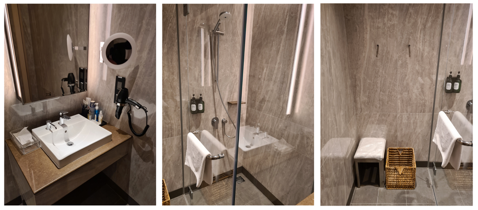 Salles de douche spacieuses du nouveau salon Changi T3 KrisFlyer Gold.. Martin Memo