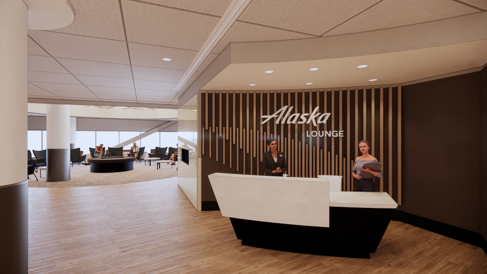 Alaska Airlines' new San Francisco Terminal 2 lounge will open mid-2021 (concept image).