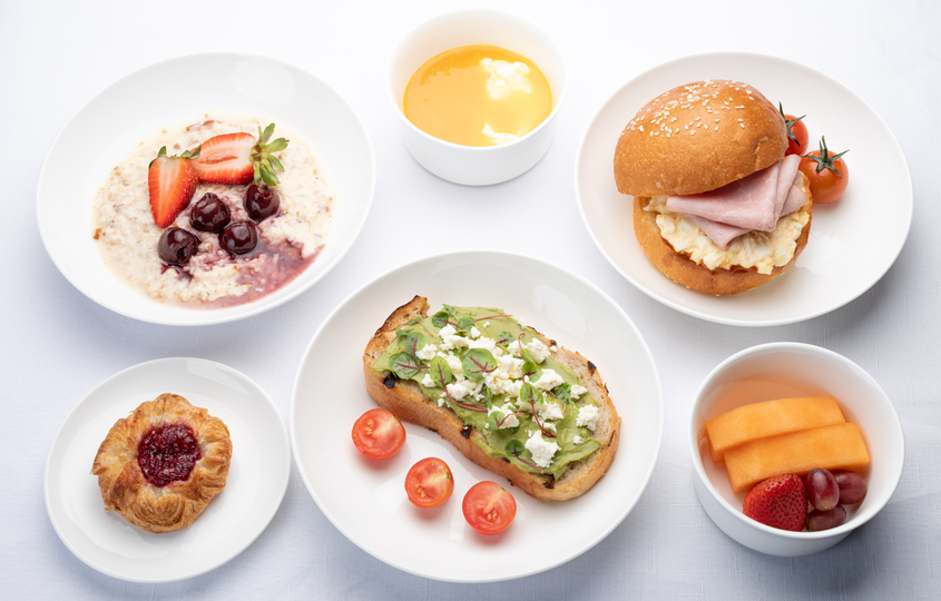 Virgin Australia's first menu 'cycle' for business class breakfast.