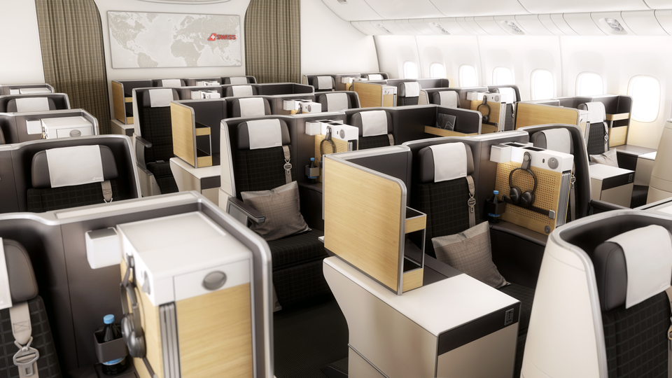 瑞士商务舱基于Thompson Aero的Vantage XL座椅和Factorydesign。