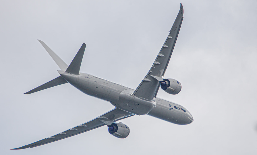 Seen during a test flight, this Boeing 777-9 is bound for Lufthansa.. Tim Davis