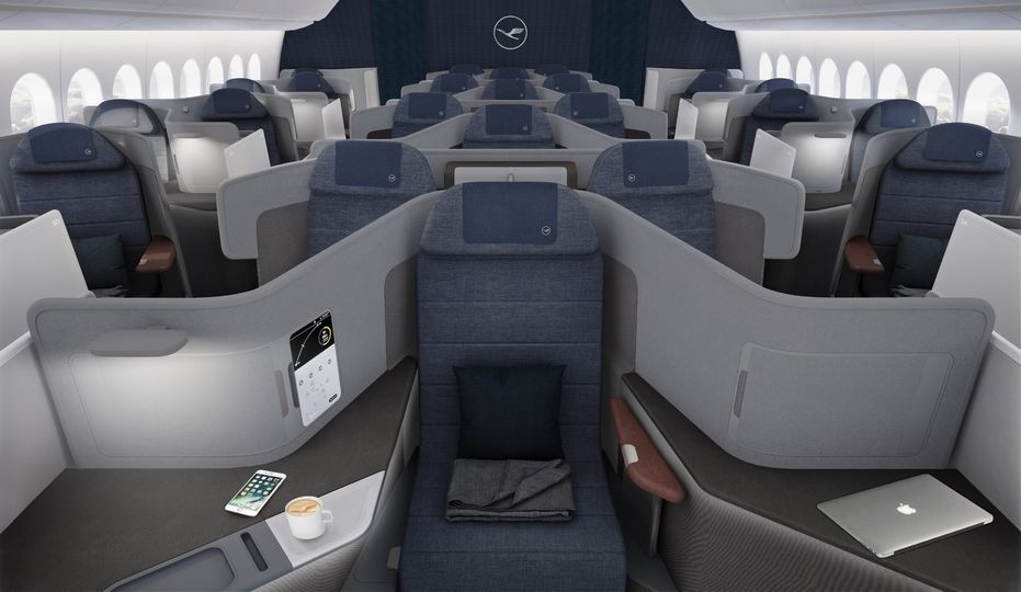 Lufthansa's new Airbus A350 and Boeing 777 business class.