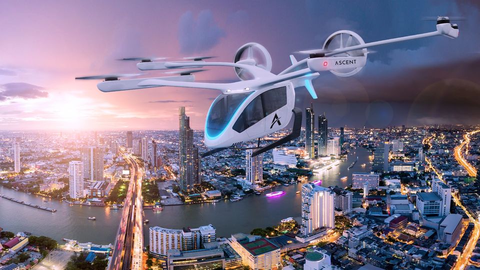 Embraer's Eve electric vertical takeoff and landing vehicle.