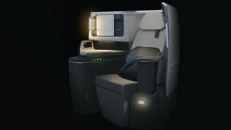 Qatar Airways' Boeing 787-9 business class suite adopts this design from Adient Aerospace.