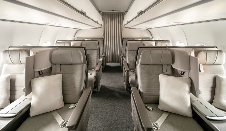 Cathay Pacific's new A321neo regional business class seats.