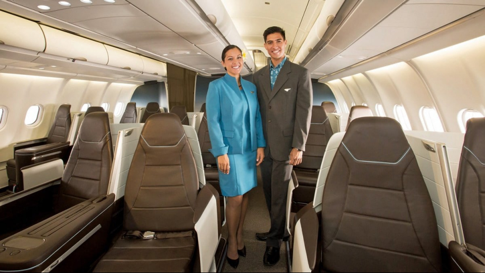 Hawaiian Airlines' Airbus A330 business class.