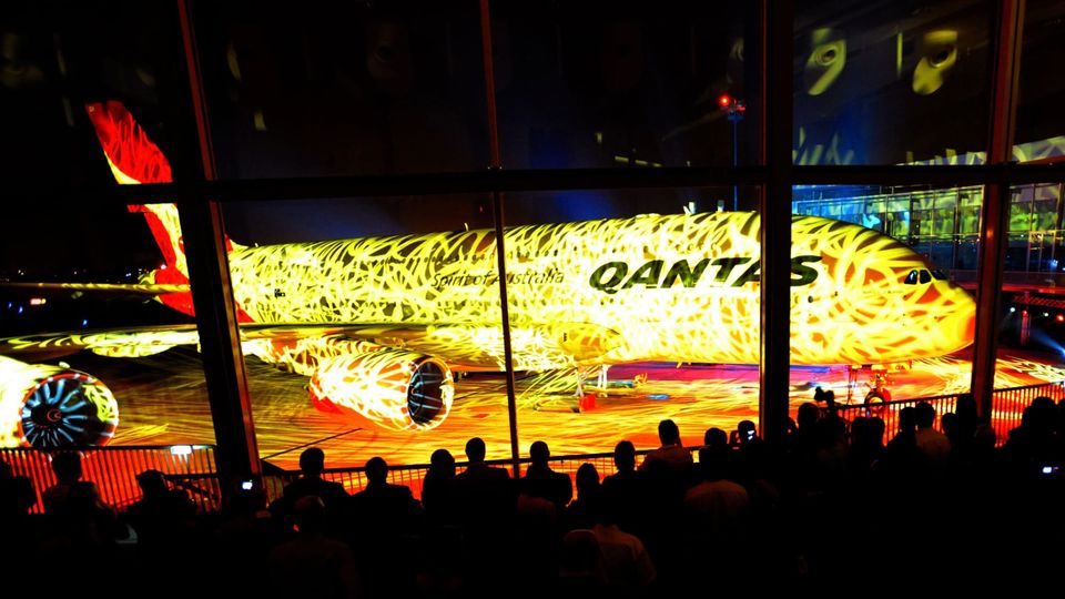 Part of the dazzling delivery ceremony for the first Qantas Airbus A380.