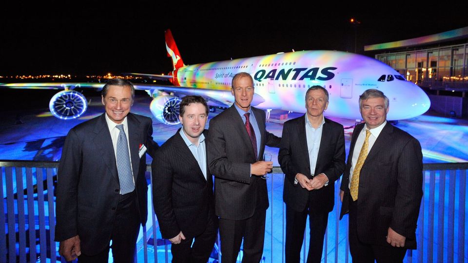 Airbus and Qantas executives at the handover of the first Qantas A380.
