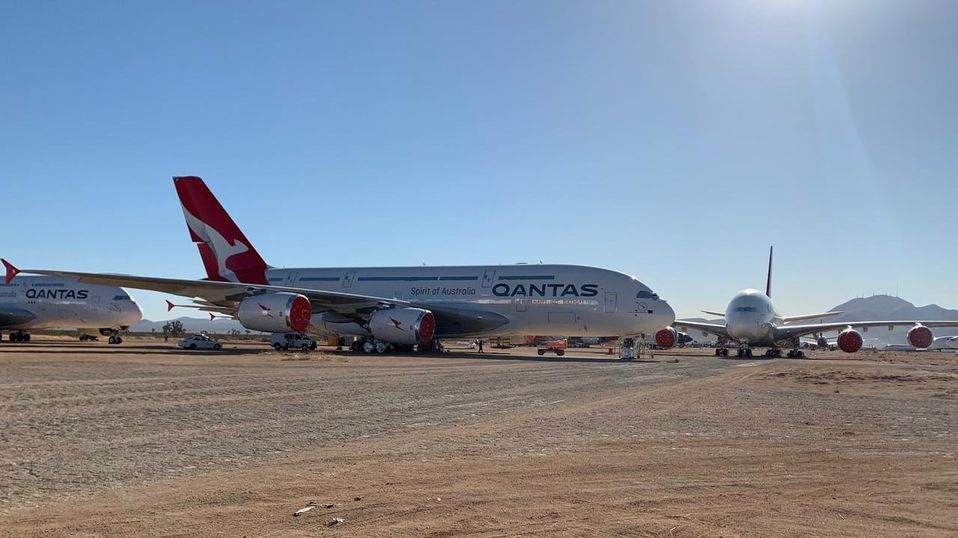 Most of the Qantas A380s remain parked at Victorville, on the edge of Southern California's Mojave Desert.