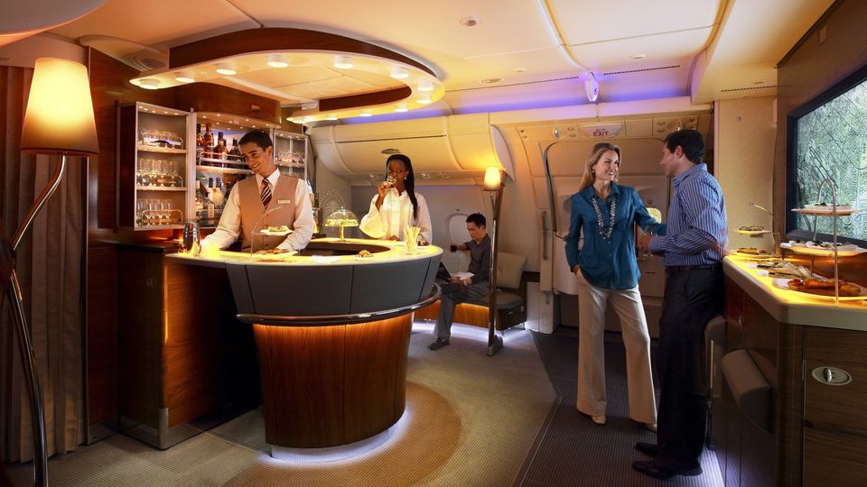 The original Emirates A380 inflight bar, circa 2008.