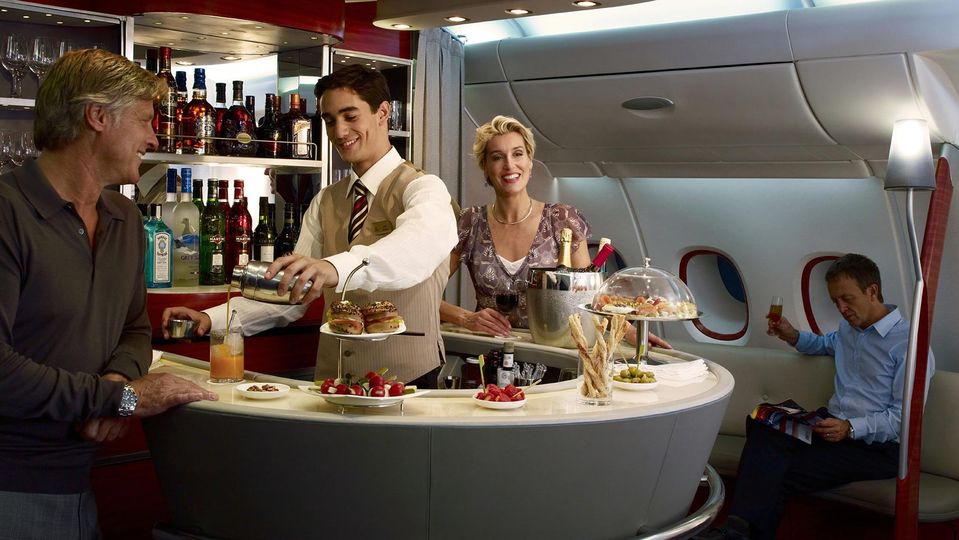 In Emirates' earliest A380, the overhead luggage lockers were left in place in case the bar was a flop.