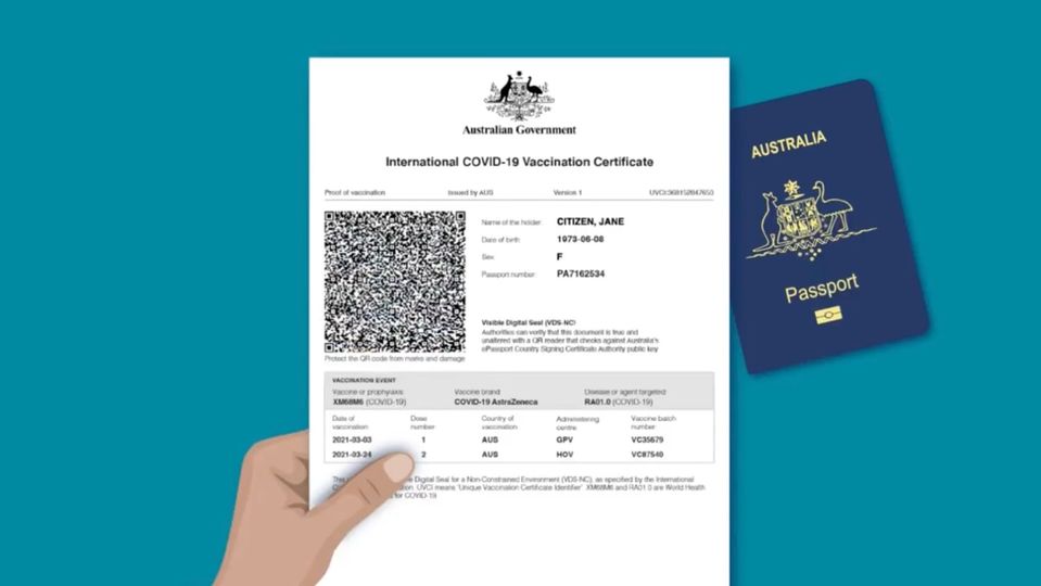 The new Australian international Covid-19 vaccination certificate.