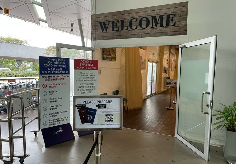 The on-arrival Covid PCR test at Singapore's Changi Airport.