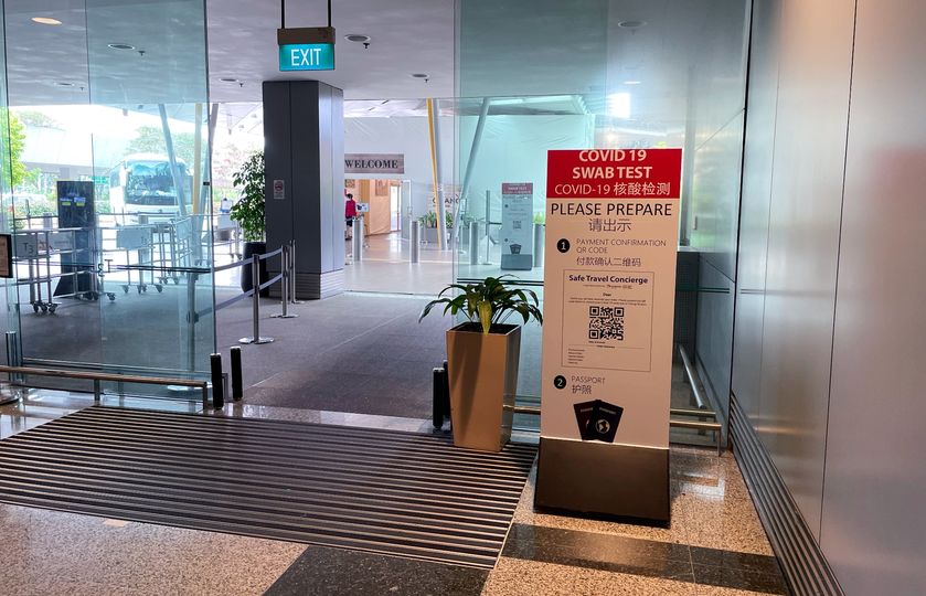 The on-arrival Covid PCR test at Singapore's Changi Airport.