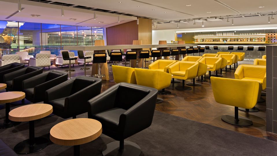 Plenty of room for social distancing at the Qantas Singapore Business Lounge.