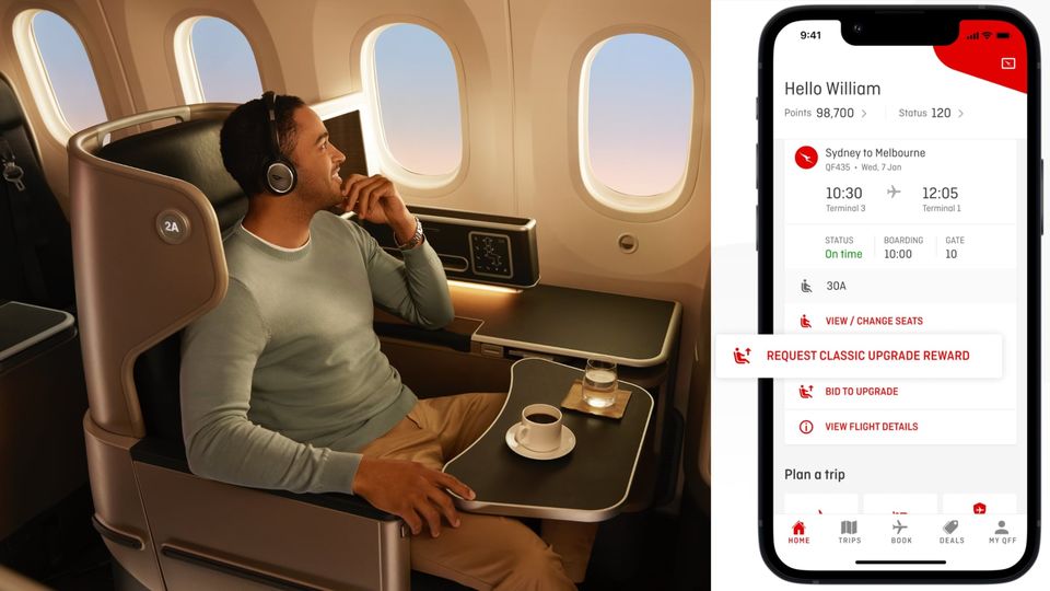 You'll be sitting pretty with a quick points-based upgrade courtesy of the Qantas app.