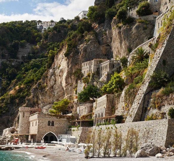A private elevator takes you to the secluded cove below Borgo Santandrea.