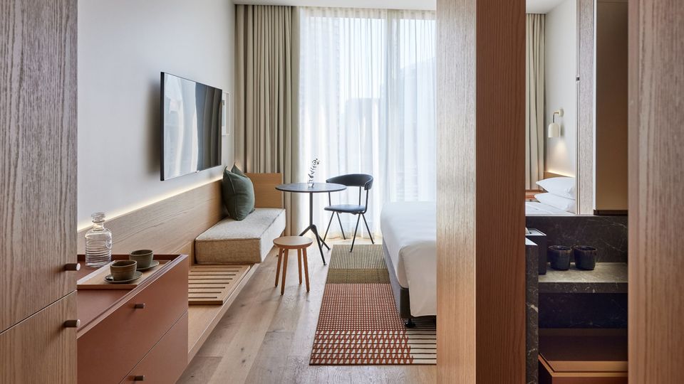 A standard king room at the Hyatt Centric Melbourne.