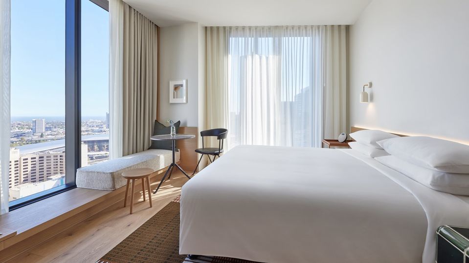 Every room at the Hyatt Centric Melbourne has a view over the city or Port Phillip Bay.