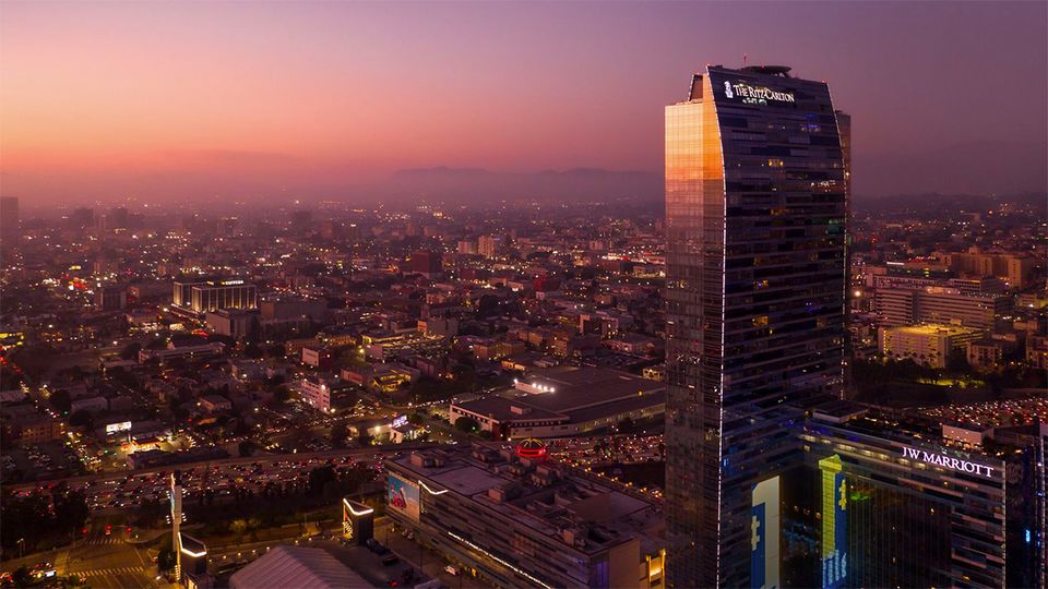 Ritz Carlton shares a building with its sister hotel, JW Marriott Los Angeles
