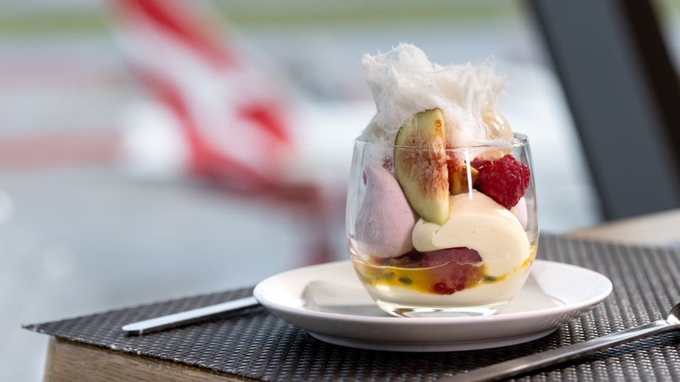 The pavlova in a glass is always a hit with First Lounge diners.