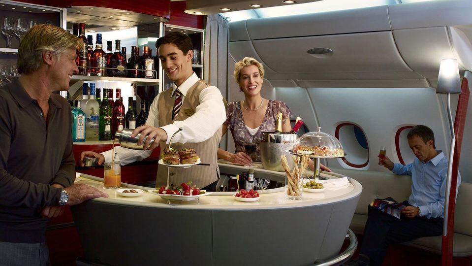You won't go thirsty – or hungry – during your visit to Emirates' A380 bar.