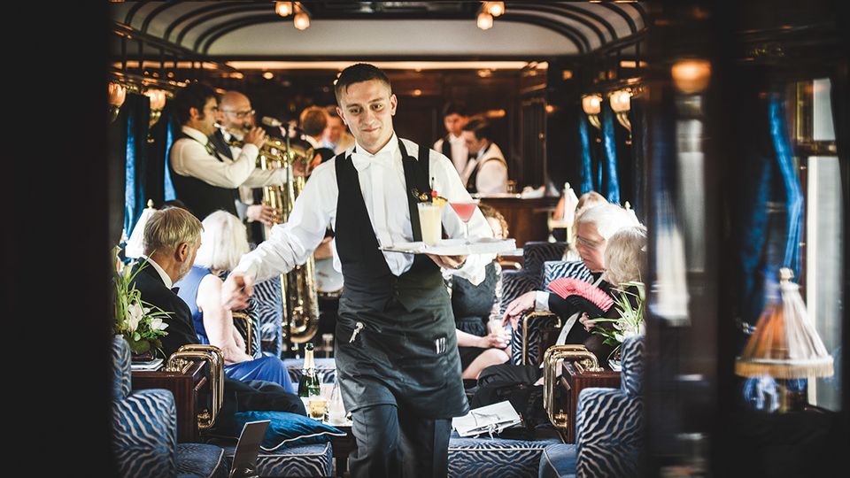 Raise a glass (or two) of Champagne aboard the Venice Simplon-Orient-Express. Scott-Powell