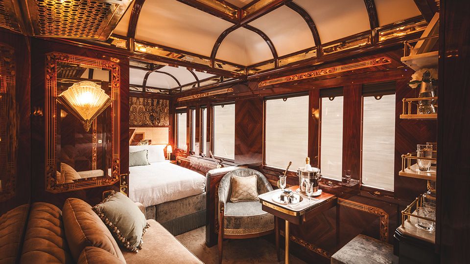 One of the luxurious cabins aboard the Venice Simplon-Orient-Express