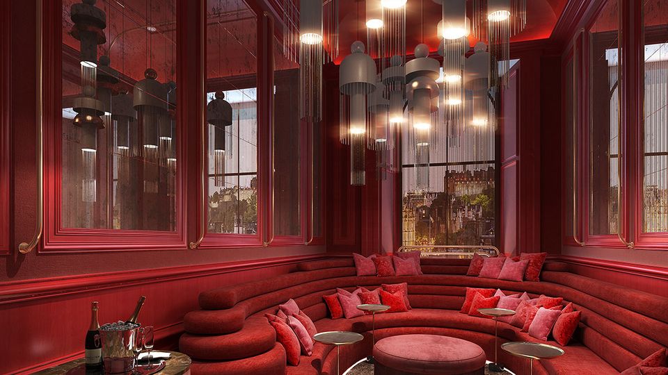 Scarlet Room is a plush, private lounge area