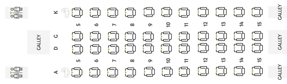 Etihad Airways A350 business class seat map.