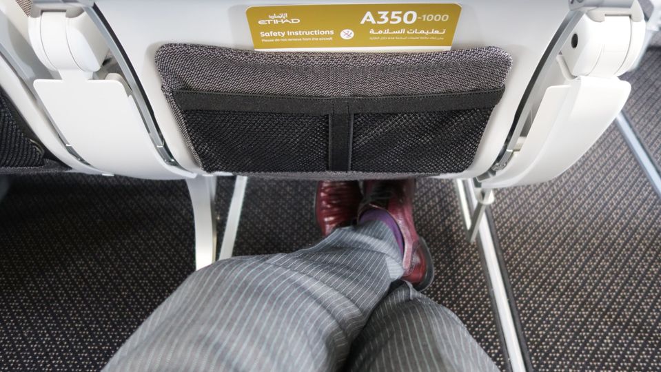 The 35 inch pitch in Etihad's new A350 Economy Space means there's plenty of room to stretch your legs.