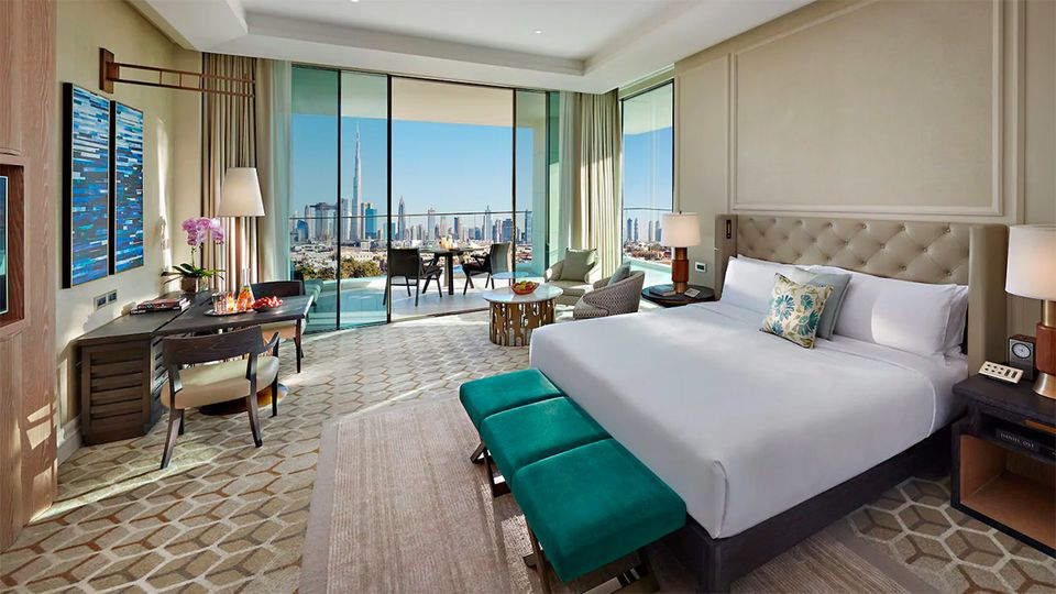 The Mandarin Panoramic View Room offers a stunning view to the city skyline