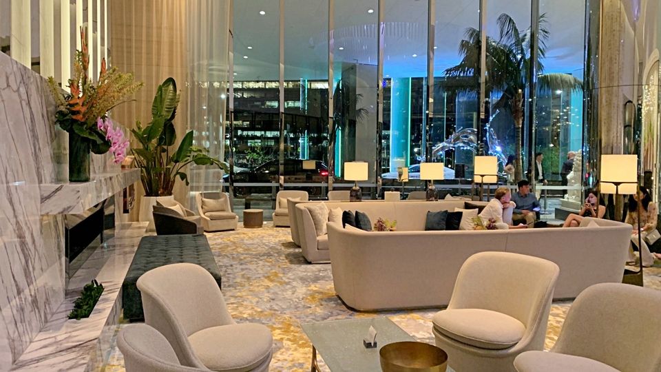 Crown Sydney's luxurious lobby.