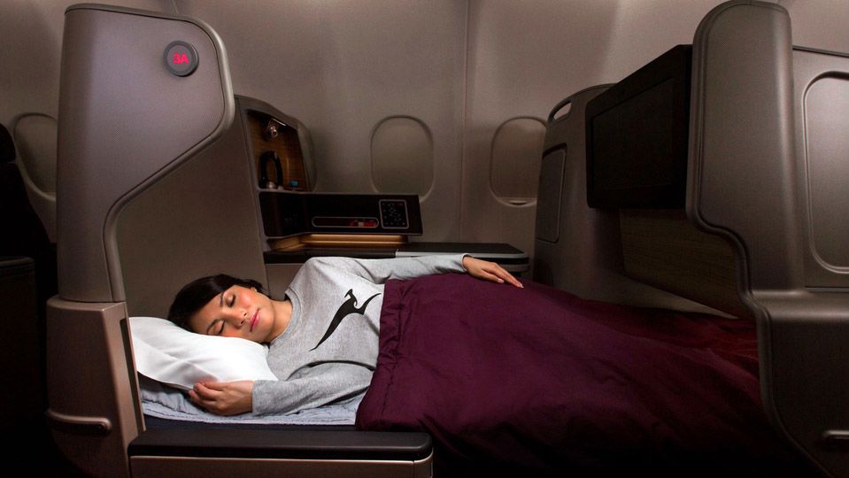 The overnight leg between Australia and Tokyo affords plenty of time to enjoy these business class beds.