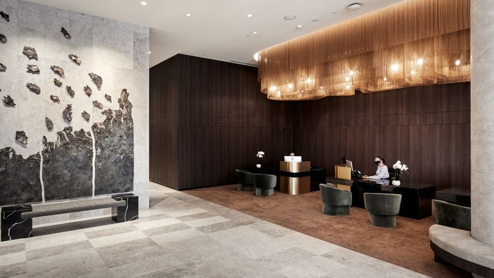 Oakwood Premier's lobby is spacious, with an easy check-in process.