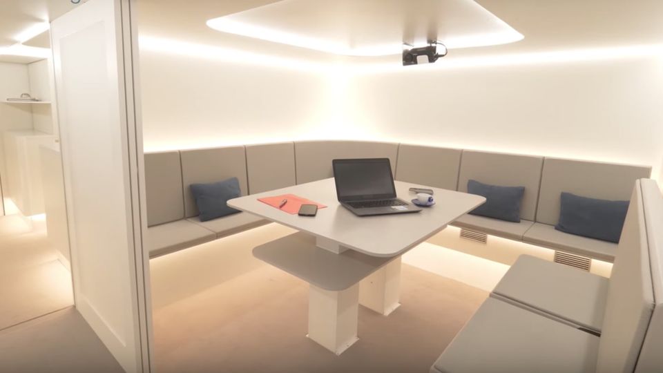 Another below-decks module proposed by Airbus was this lounge / meeting room space.
