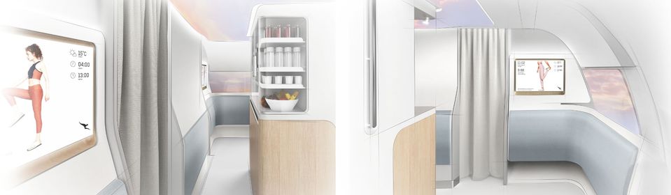 The Qantas Airbus A350 wellness zone.