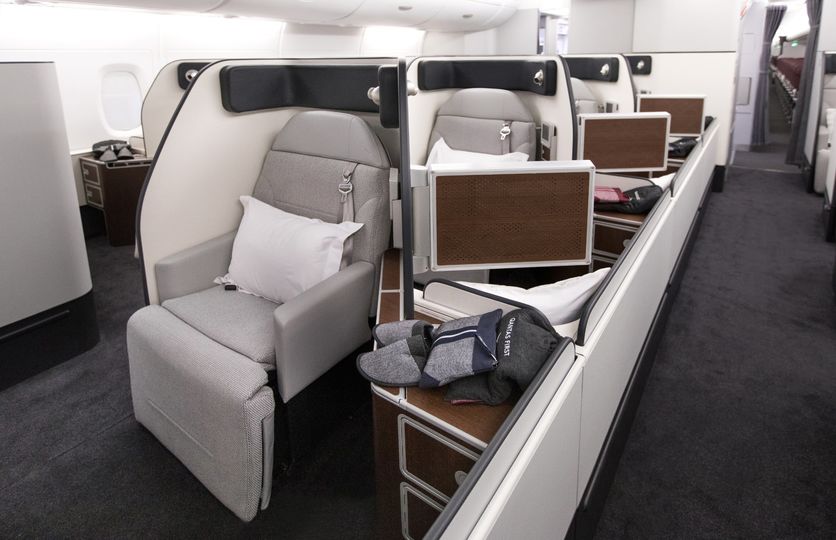 Each of the A380's 14 First suites is a high-walled private haven.