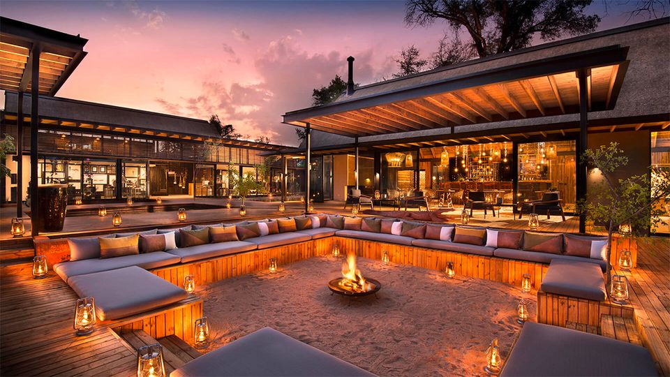 The communal seating area at River Lodge is striking from all angles.
