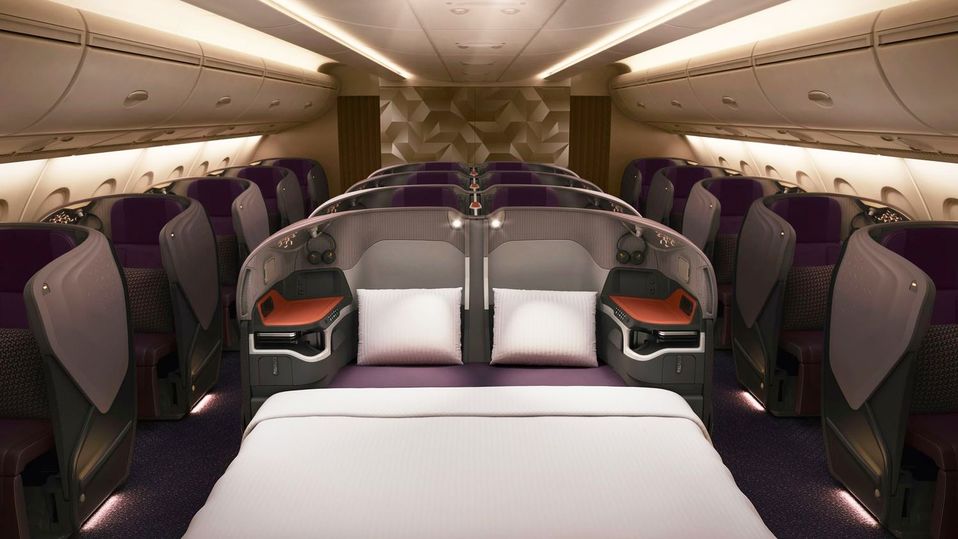 Select A380 business class seats can be converted into a double bed.