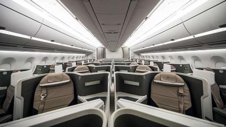 The cabin features 33 seats in a 1-2-1 configuration.