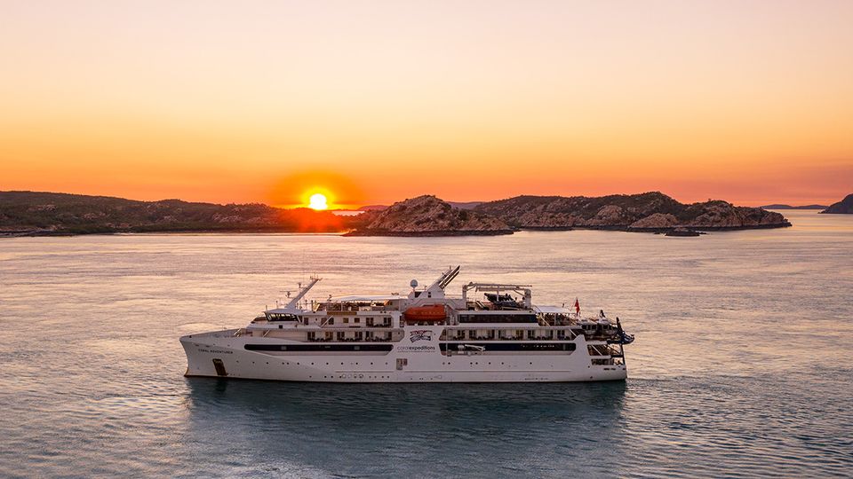 Coral Geographer cruising amid the remote islands of the Kimberley.