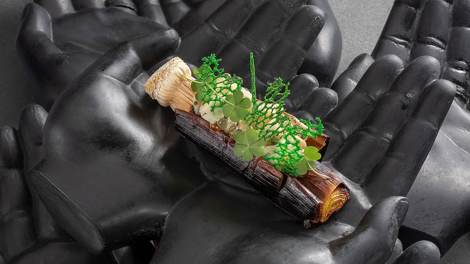 Burnt leek with yuzu is another stunning dish from Ossiano.