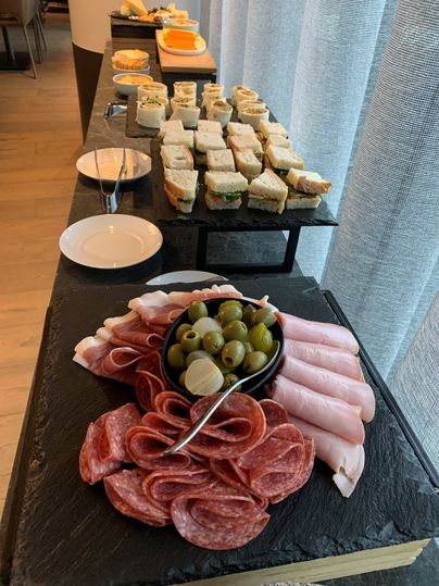 The canapes selection was welcome even if there weren't many people there to enjoy them.
