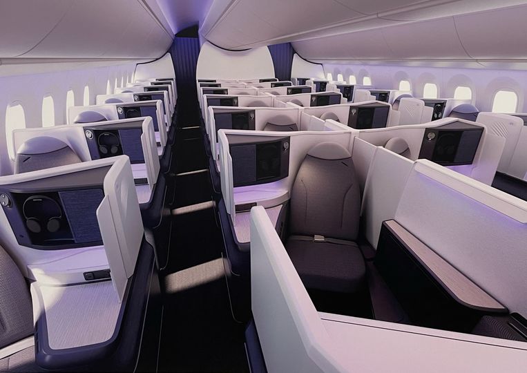 Air New Zealand's new Boeing 787 Business Premier cabin.