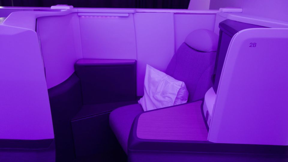 Air New Zealand's new Boeing 787 Business Premier seat features a sliding privacy panel.