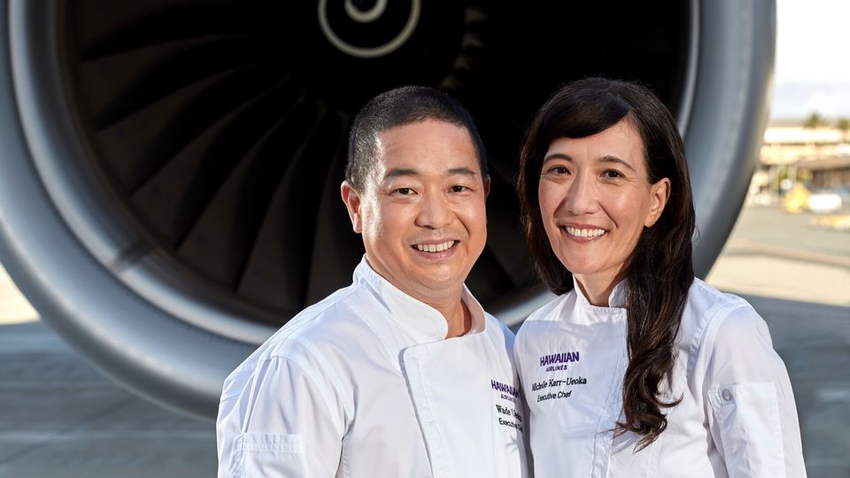 Hawaiian Airlines' Executive Chefs, Wade Ueoka and Michelle Karr-Ueoka.