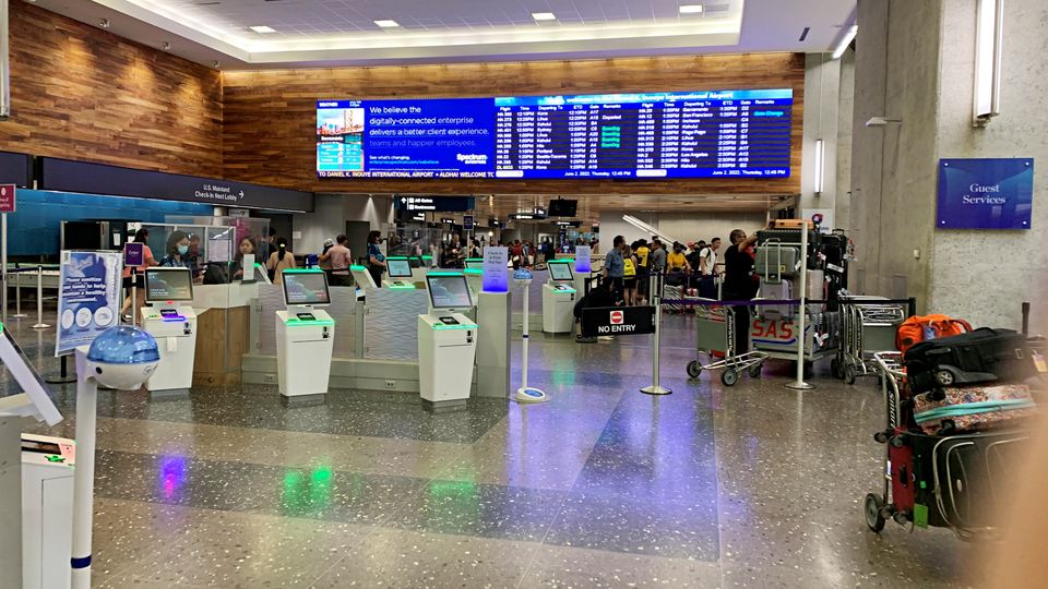 Terminal 1 at Honolulu Airport is used exclusively by Hawaiian Airlines.