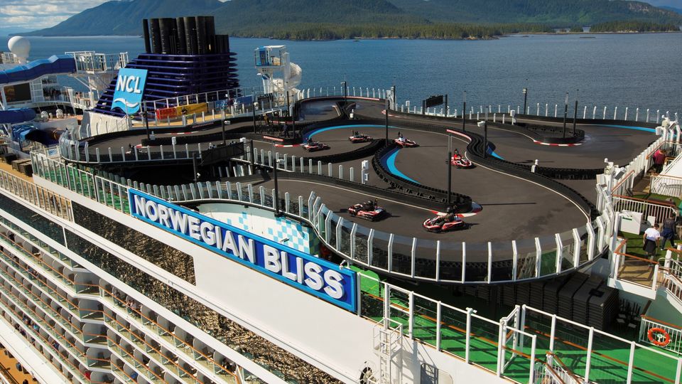 Up to 10 racers per session can zoom around the track at sea.
