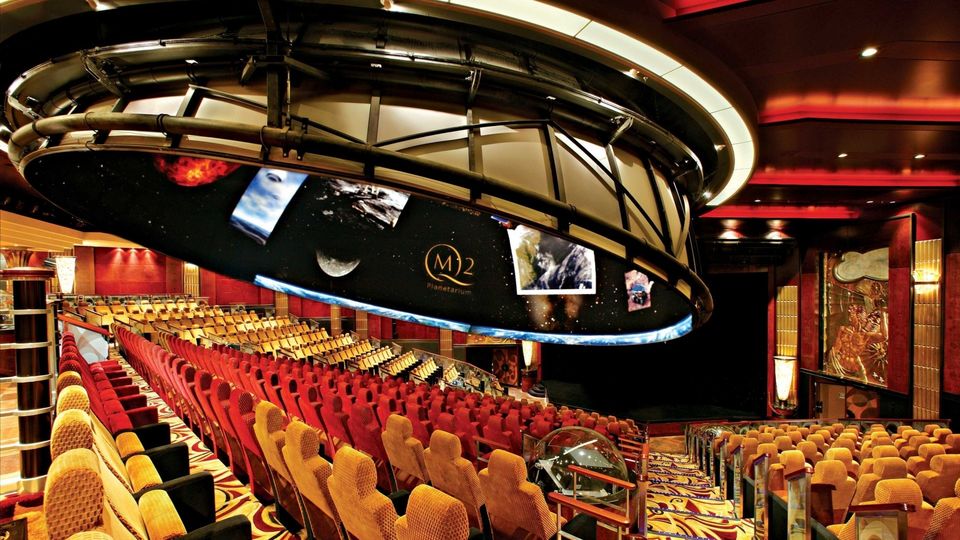Selected seats in the Queen Mary 2 theatre double for the ship's Planetarium.